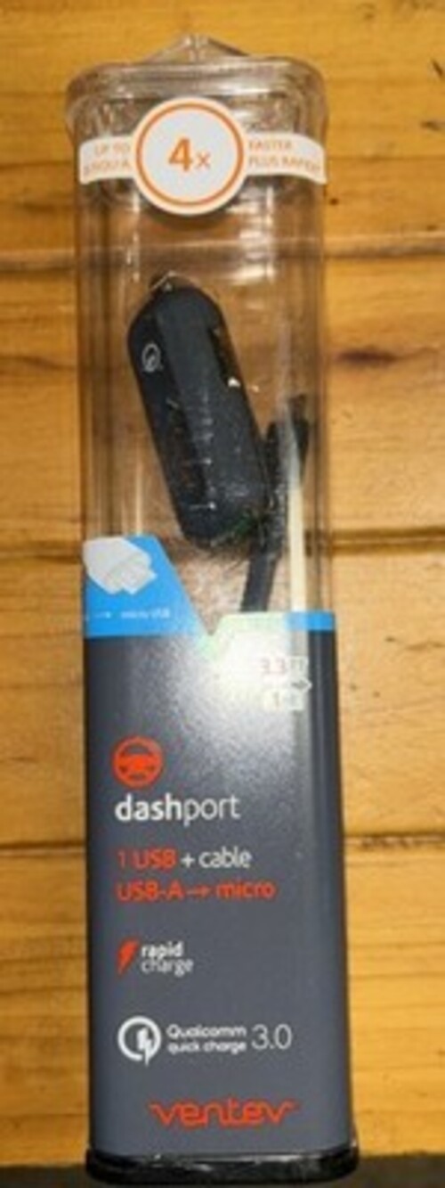 Ventev Dashport RQ1300 mini QC 3.0 Car Adapter w/ (3.3FT) Micro-USB Cable - Gray